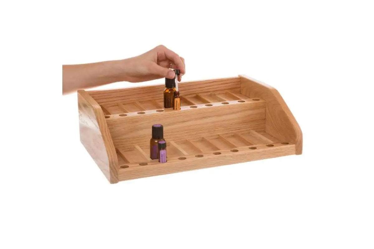 Oak Retail Display And Sample Rack (Holds 80 Vials)