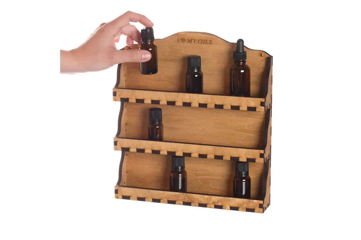 3-Shelf  Natural Wood  Wall Display Rack (Holds 24 Vials)