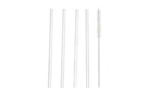 Glass Drink Straws And Cleaning Brush (Set Of 4) Straight