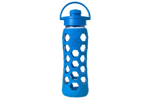 Glass Water Bottle with Plastic Flip Cap and Silicone Sleeve (22 oz.)