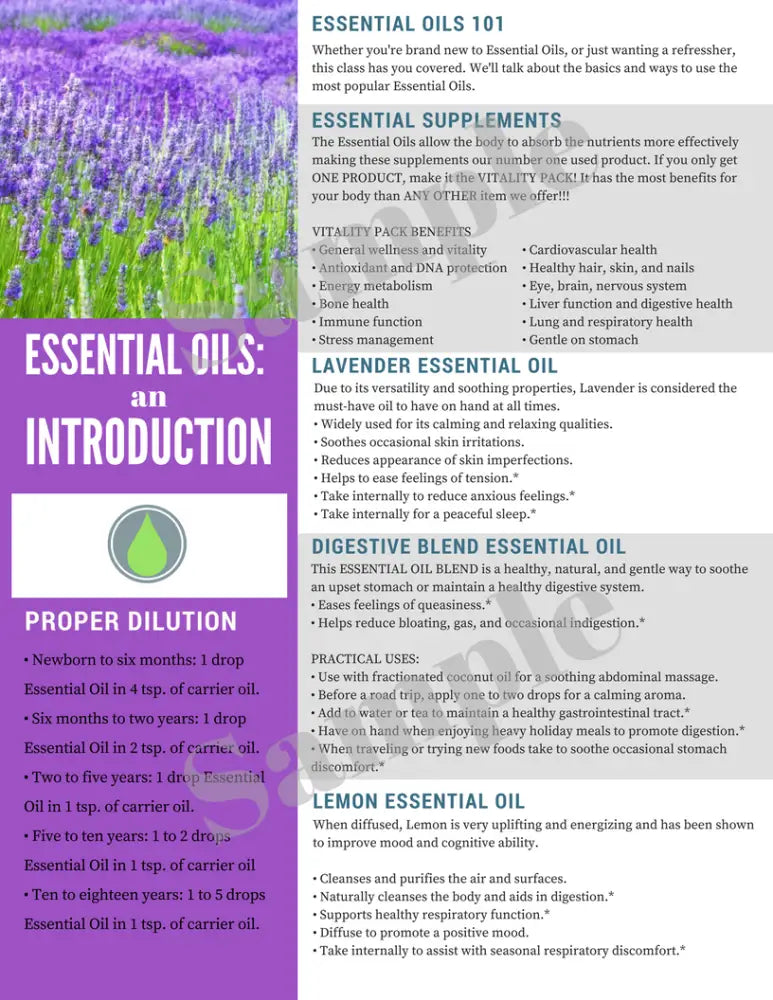 &quot;Essential Oils 101&quot; Digital Tear Pad