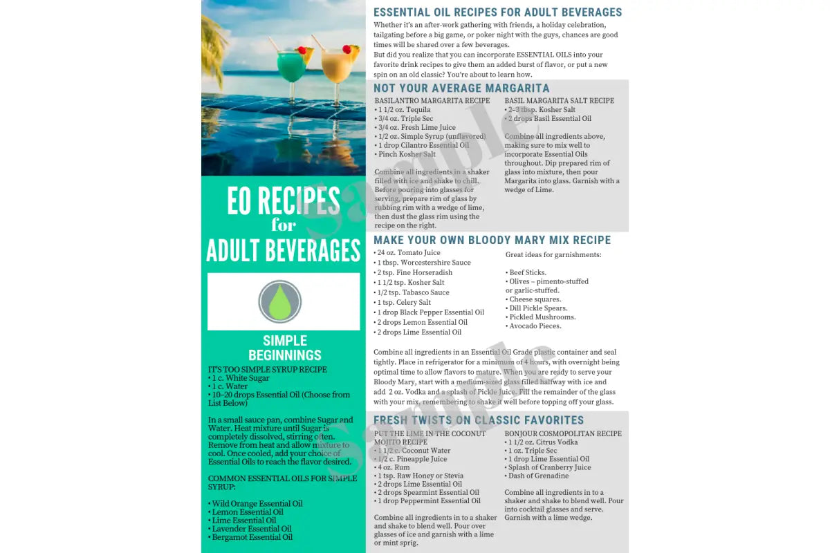 &quot;Essential Oil Recipes for Adult Beverages&quot; Digital Tear Pad