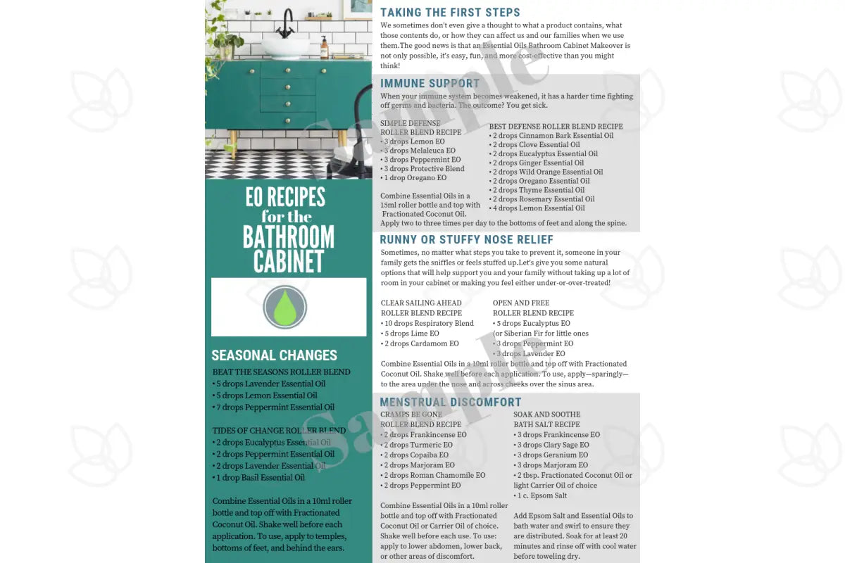 &quot;Essential Oil Recipes for a Bathroom Cabinet Makeover&quot; Digital Tear Pad