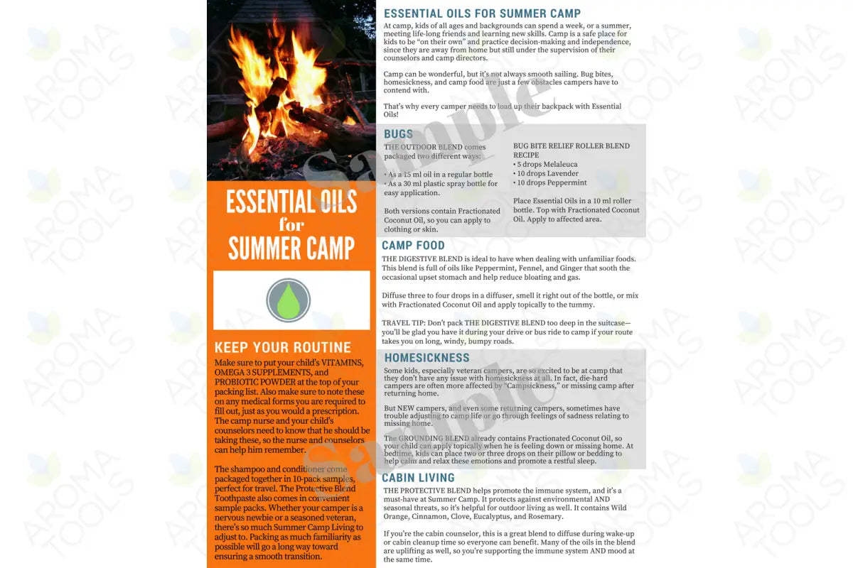 &quot;Essential Oils for Summer Camp&quot; Digital Tear Pad