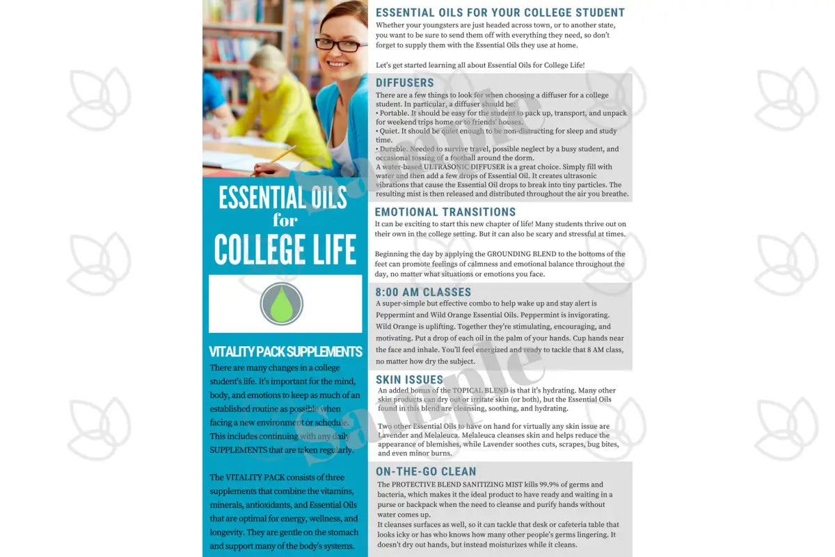 &quot;Essential Oils for College Life&quot; Digital Tear Pad