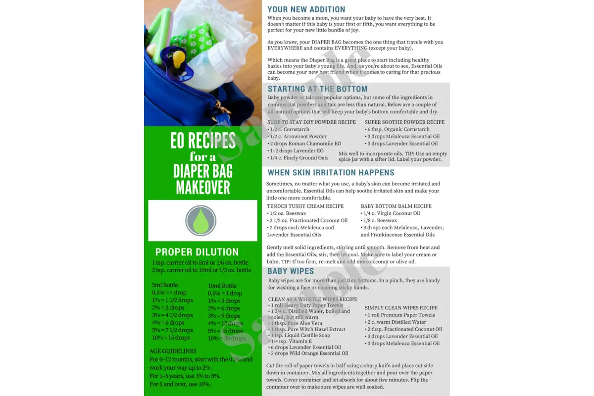 &quot;Essential Oil Recipes for a Diaper Bag Makeover&quot; Digital Tear Pad