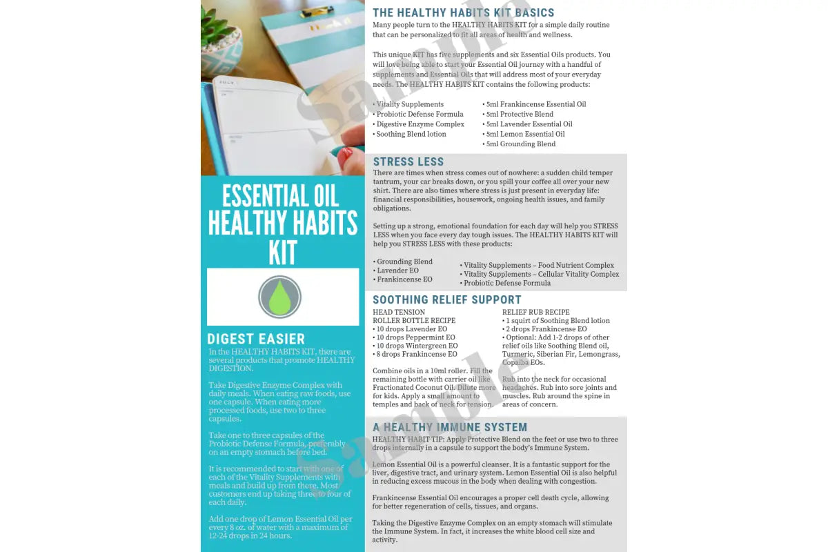 &quot;Essential Oil Healthy Habits Kit&quot; Digital Tear Pad