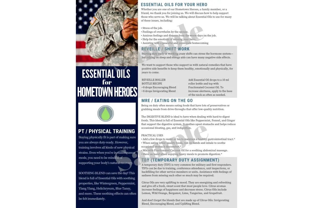 &quot;Essential Oils for Hometown Heroes&quot; Digital Tear Pad