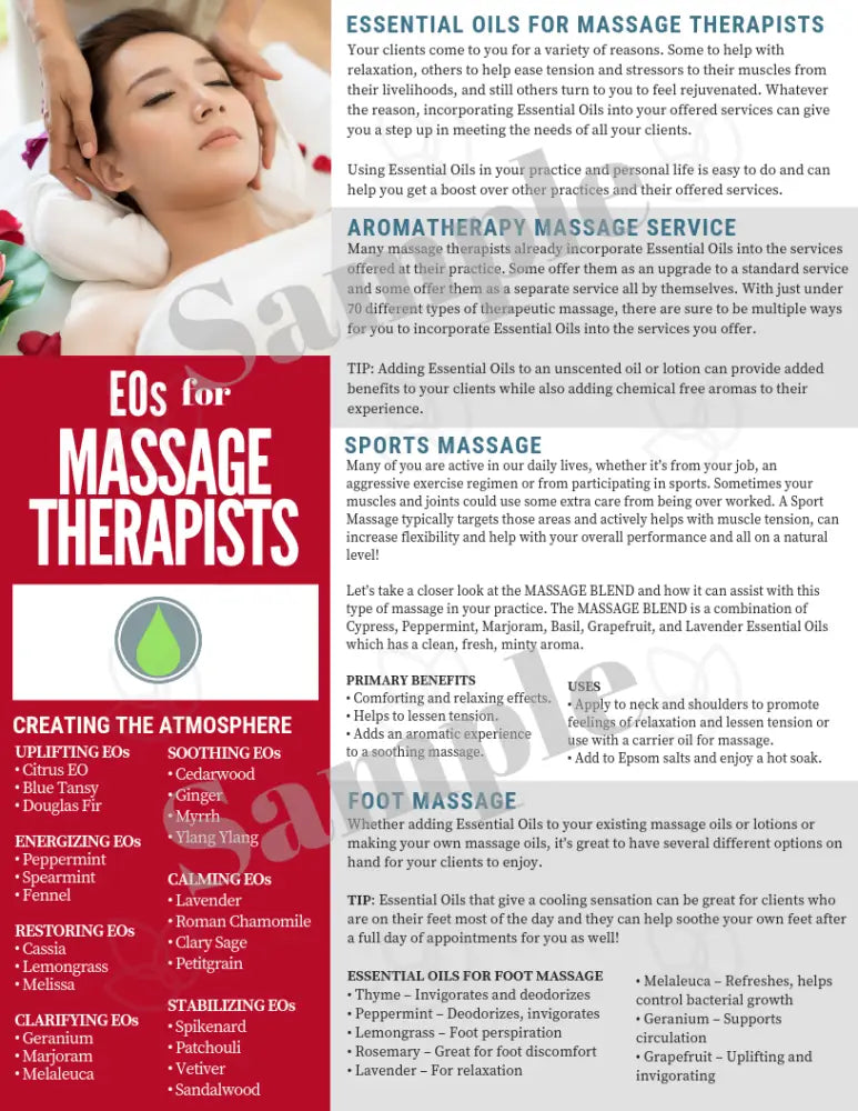 &quot;Essential Oils for Massage Therapists&quot; Digital Tear Pad