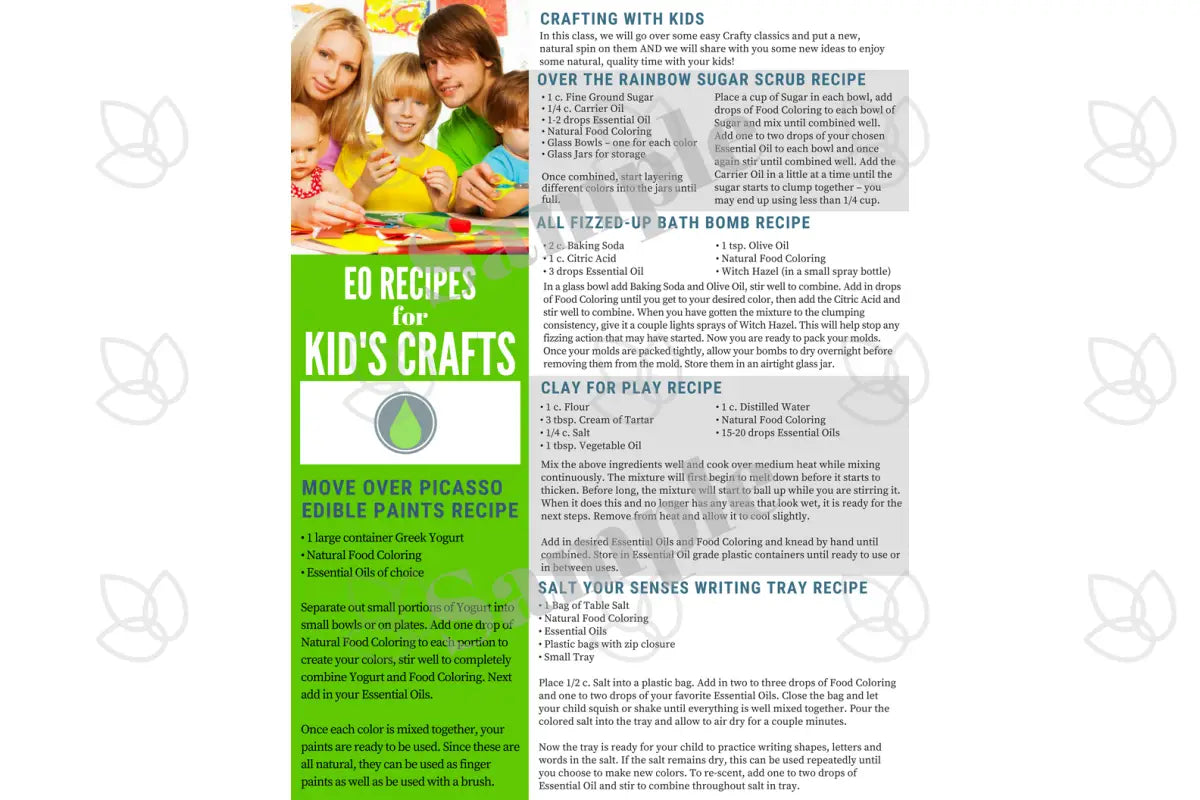 &quot;Essential Oil Recipes for Kids&#39; Crafts&quot; Digital Tear Pad