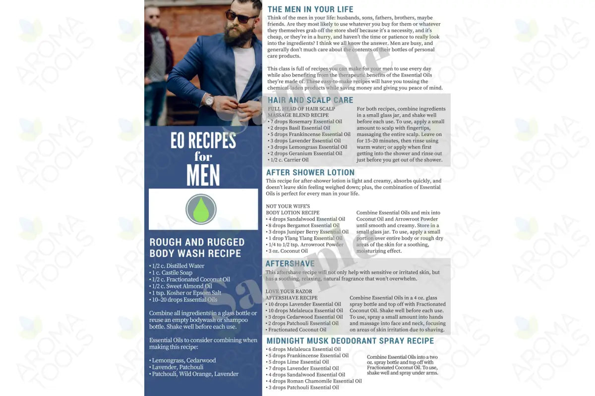 &quot;Essential Oil Recipes for Men&quot; Digital Tear Pad