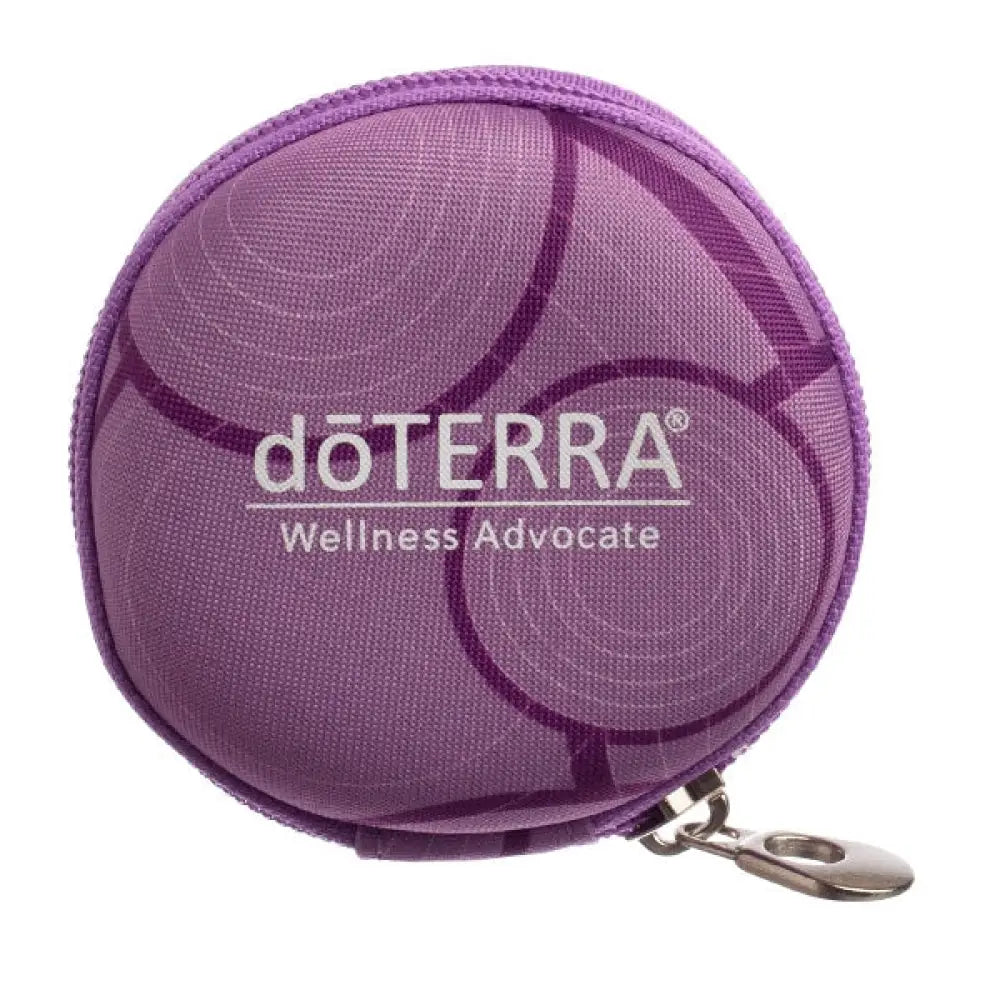Dterra® Branded Round Hard Shell Case For 5/8 Dram Vials (Holds 8 Vials) Purple Circles