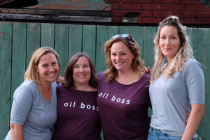 Womens Gray Oil Boss Scoopneck Shirt